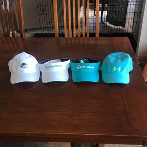 Adjustable hat bundle from Nike under Armour and Taylor made white and blue